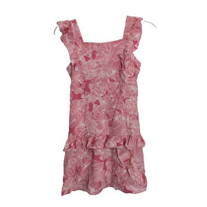 &Merci Pink Floral Micro Mini Ruffle Dress Small ANTHROPOLOGIE Q1 Girly Cottage